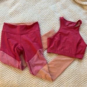 Pink flamingo springs set leggings/crop top sports bra outdoor voices